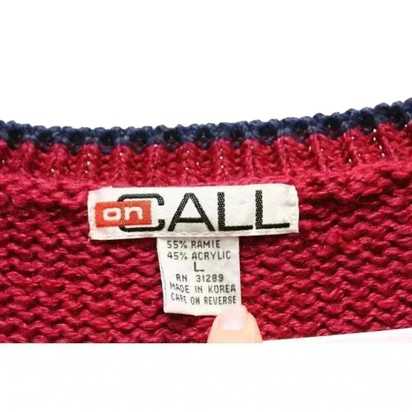 Vintage 80s 90s Grandpa Cardigan Sweater Size Large Classic Knit Ramie Argyle - Picture 5 of 12